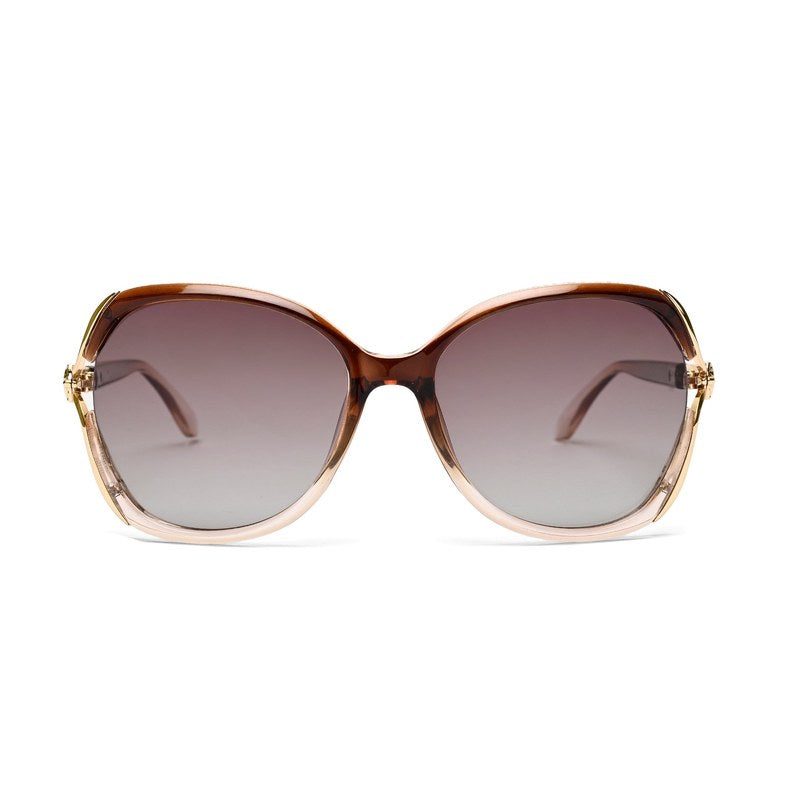 Rylen Gold & Gradient Brown Large Full Rim Butterfly Sunglasses for Women — Hashtag Eyewears