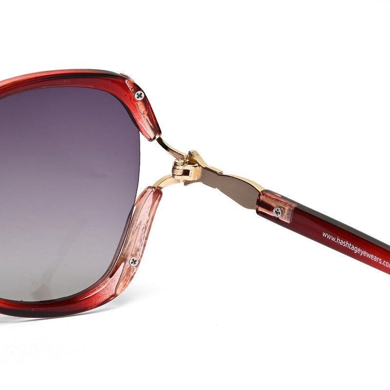 Rylen Gold & Reddish Purple Large Full Rim Butterfly Sunglasses for Women — Hashtag Eyewears