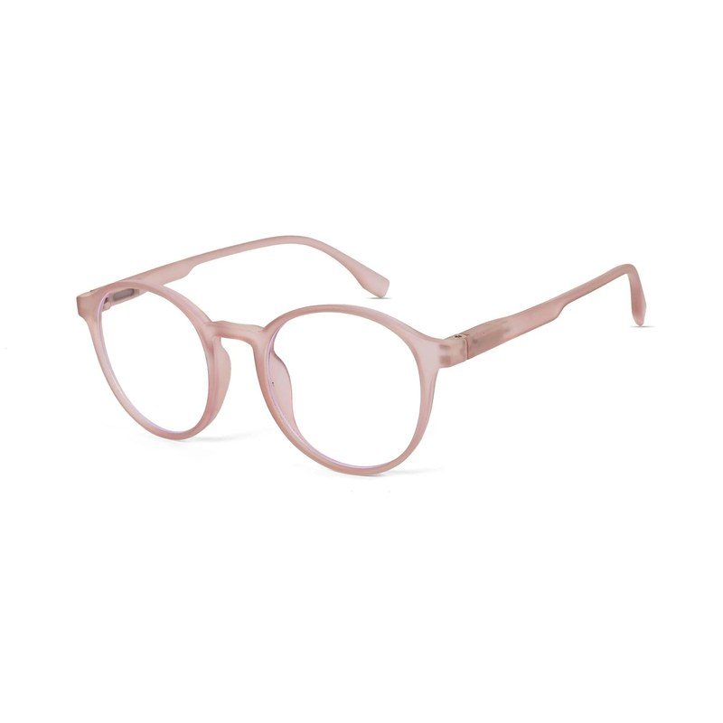 Screenzy Baby Pink Medium Full Rim Round Computer Glasses for Men & Women — Hashtag Eyewears