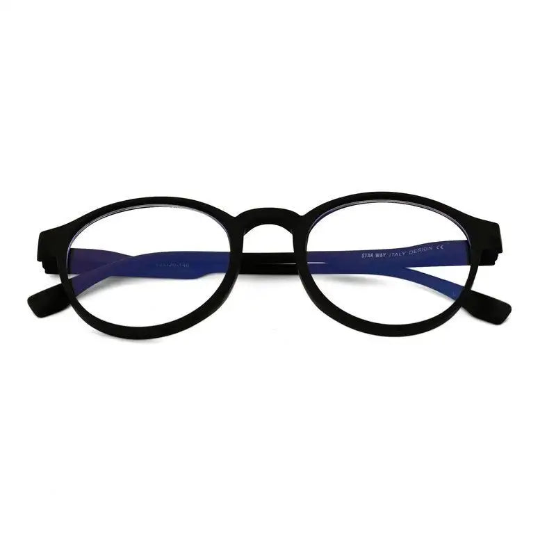 Screenzy | Black Medium Full Rim Round Computer Glasses for Men & Women [Blue Block]