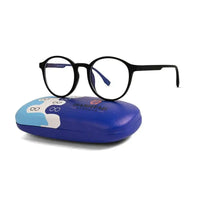 Screenzy | Black Medium Full Rim Round Computer Glasses for Men & Women [Blue Block]