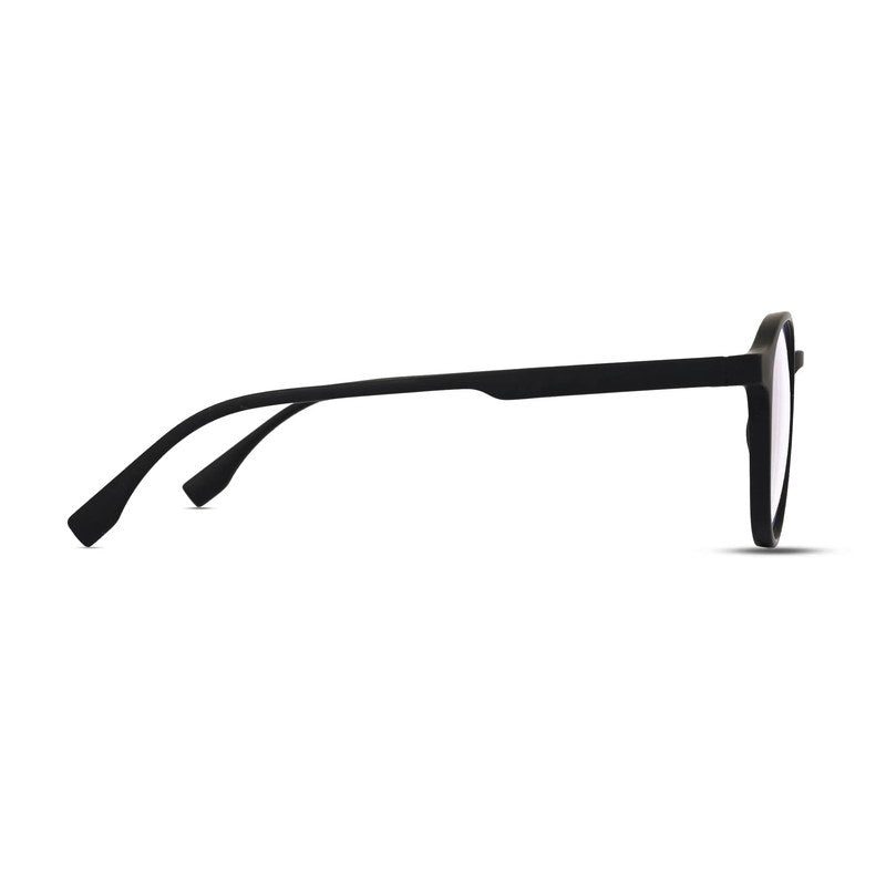 Screenzy | Black Medium Full Rim Round Computer Glasses for Men & Women [Blue Block]