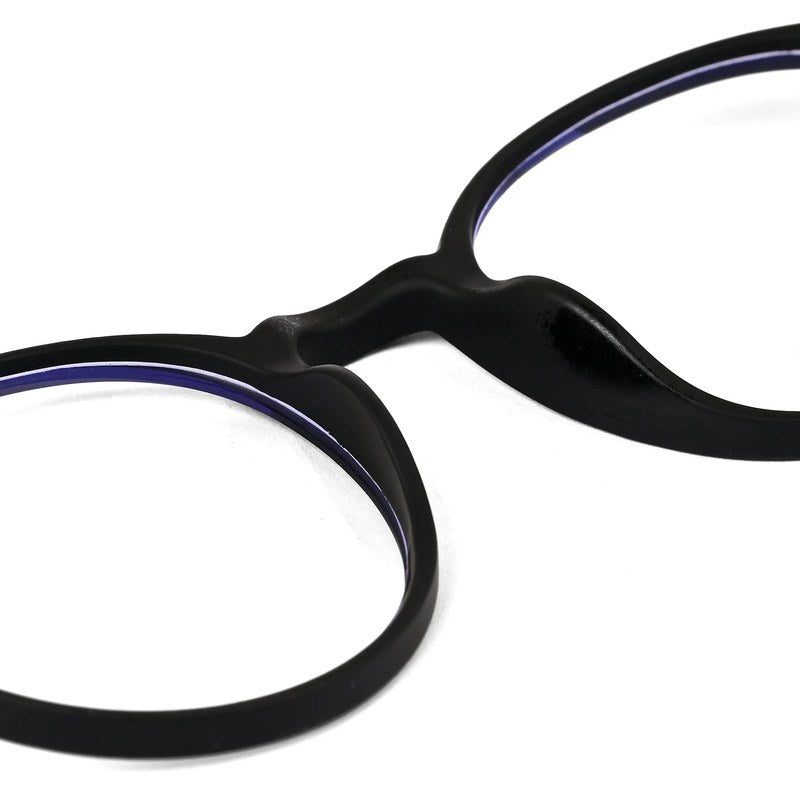 Screenzy | Black Medium Full Rim Round Computer Glasses for Men & Women [Blue Block]