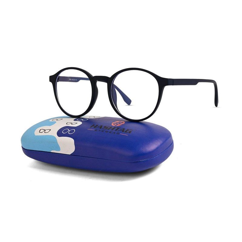 Screenzy Blue Medium Full Rim Round Computer Glasses for Men & Women — Hashtag Eyewears