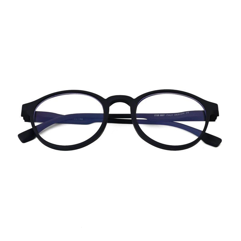 Screenzy | Blue Medium Full Rim Round Computer Glasses for Men & Women [Blue Block]