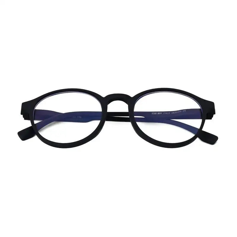 Screenzy | Blue Medium Full Rim Round Computer Glasses for Men & Women [Blue Block]
