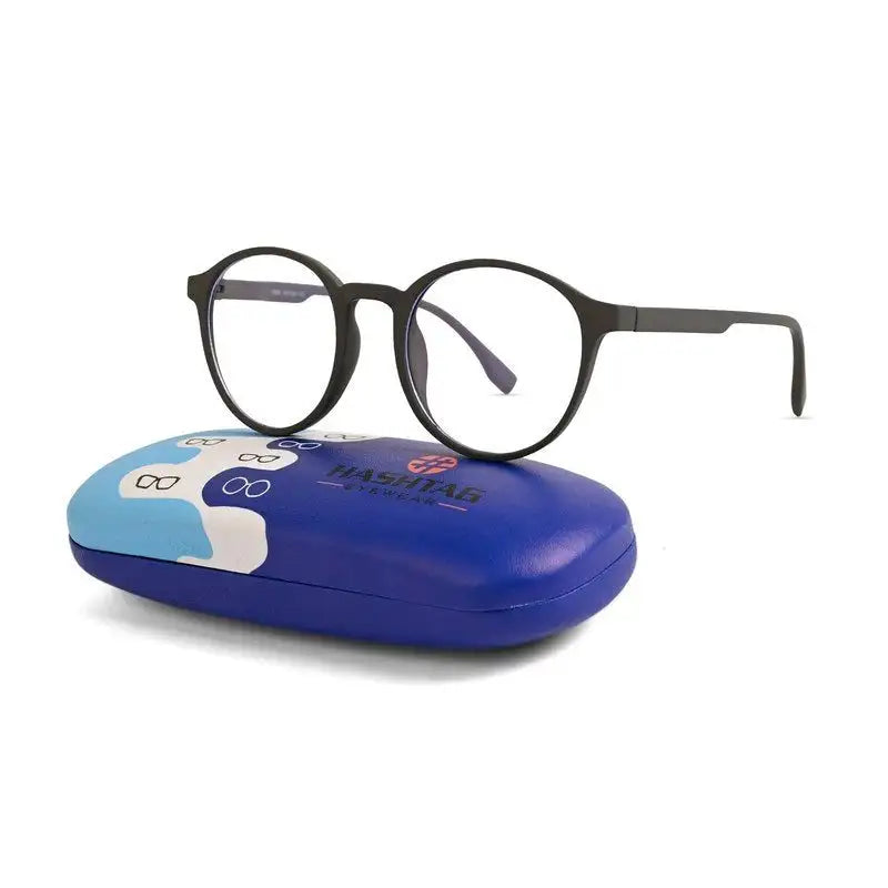 Screenzy | Grey Medium Full Rim Round Computer Glasses for Men & Women [Blue Block]