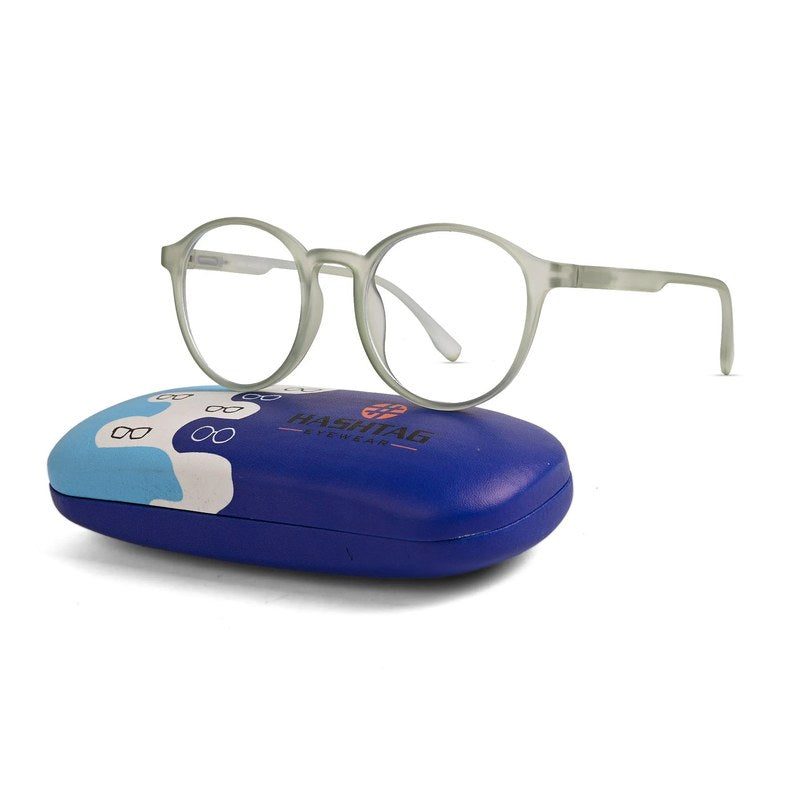 Screenzy Light Green Medium Full Rim Round Computer Glasses for Men & Women — Hashtag Eyewears