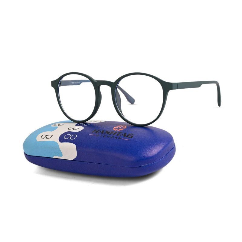 Screenzy Olive Green Medium Full Rim Round Computer Glasses for Men & Women — Hashtag Eyewears