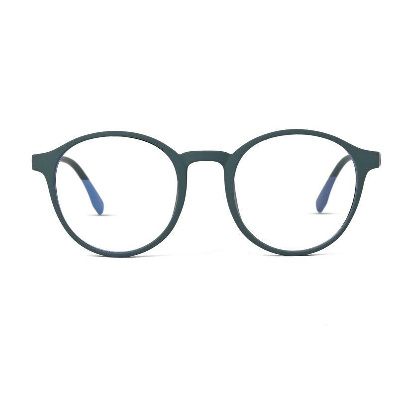 Screenzy Olive Green Medium Full Rim Round Computer Glasses for Men & Women — Hashtag Eyewears