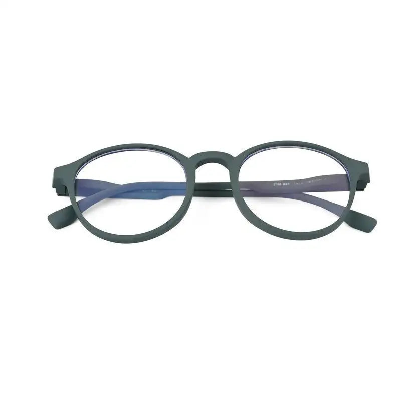 Screenzy | Olive Green Medium Full Rim Round Computer Glasses for Men & Women [Blue Block]