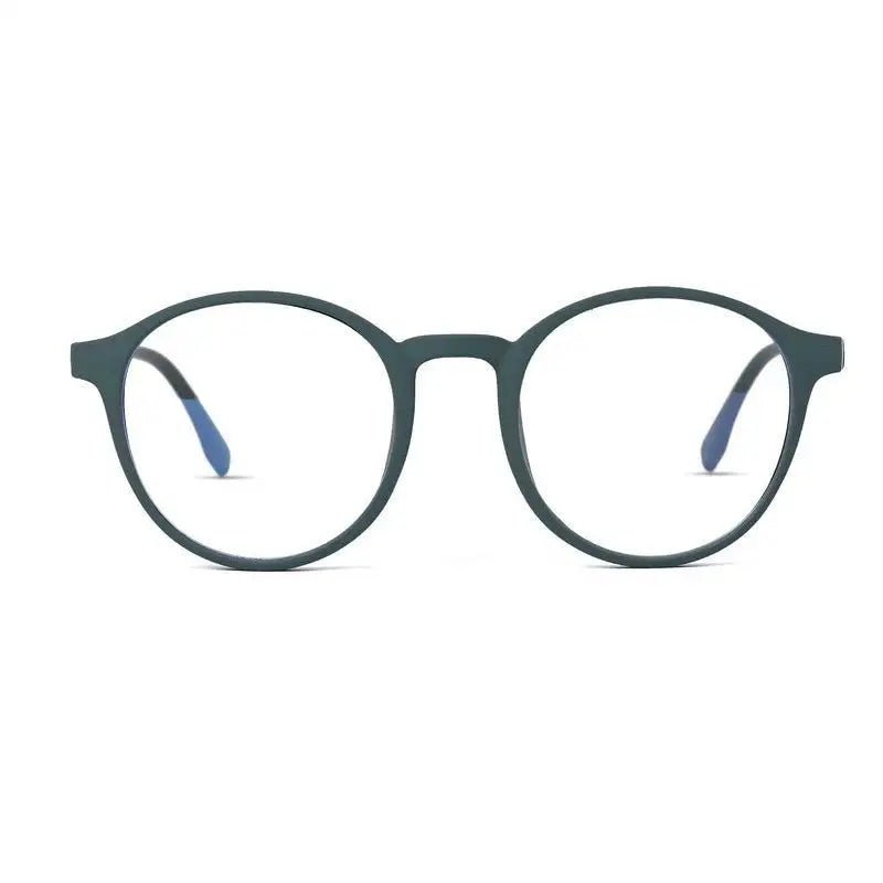 Screenzy | Olive Green Medium Full Rim Round Computer Glasses for Men & Women [Blue Block]