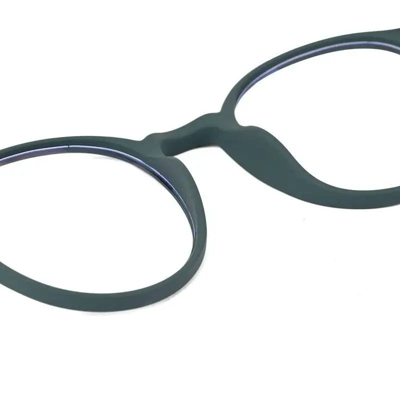 Screenzy | Olive Green Medium Full Rim Round Computer Glasses for Men & Women [Blue Block]