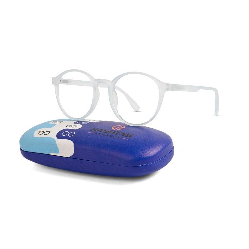 Screenzy Sky Blue Medium Full Rim Round Computer Glasses for Men & Women — Hashtag Eyewears