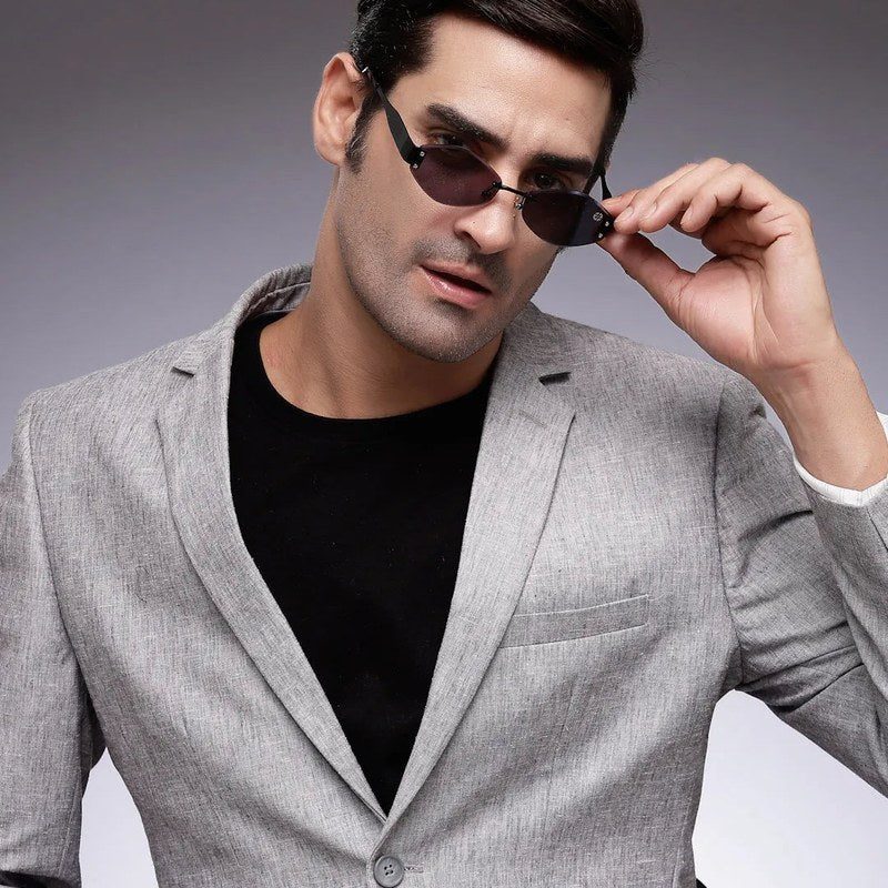 SEVA Black Medium Rim Less Diamond with Lock Side Hinges Sunglasses for Men & Women — Hashtag Eyewears