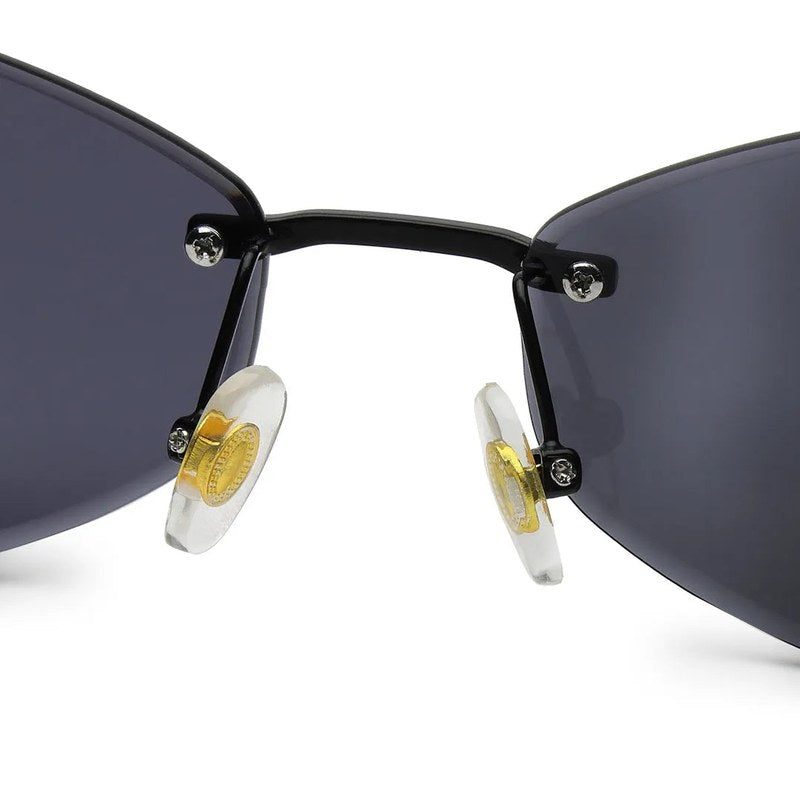 SEVA Black Medium Rim Less Diamond with Lock Side Hinges Sunglasses for Men & Women — Hashtag Eyewears