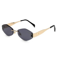 SEVA Golden Black Medium Rim Less Diamond with Lock Side Hinges Sunglasses for Men & Women — Hashtag Eyewears