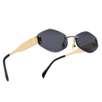 SEVA Golden Black Medium Rim Less Diamond with Lock Side Hinges Sunglasses for Men & Women — Hashtag Eyewears
