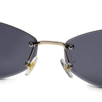 SEVA Golden Black Medium Rim Less Diamond with Lock Side Hinges Sunglasses for Men & Women — Hashtag Eyewears