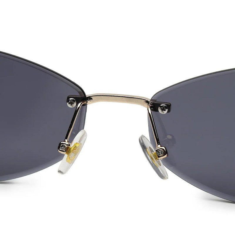 SEVA Golden Black Medium Rim Less Diamond with Lock Side Hinges Sunglasses for Men & Women — Hashtag Eyewears