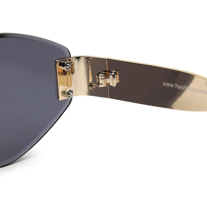 SEVA Golden Black Medium Rim Less Diamond with Lock Side Hinges Sunglasses for Men & Women — Hashtag Eyewears