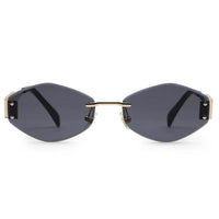 SEVA Golden Black Medium Rim Less Diamond with Lock Side Hinges Sunglasses for Men & Women — Hashtag Eyewears