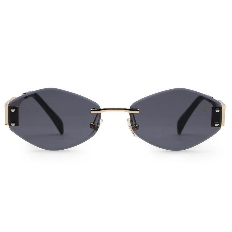 SEVA Golden Black Medium Rim Less Diamond with Lock Side Hinges Sunglasses for Men & Women — Hashtag Eyewears