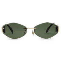 SEVA Golden Green Medium Rim Less Diamond with Lock Side Hinges Sunglasses for Men & Women — Hashtag Eyewears