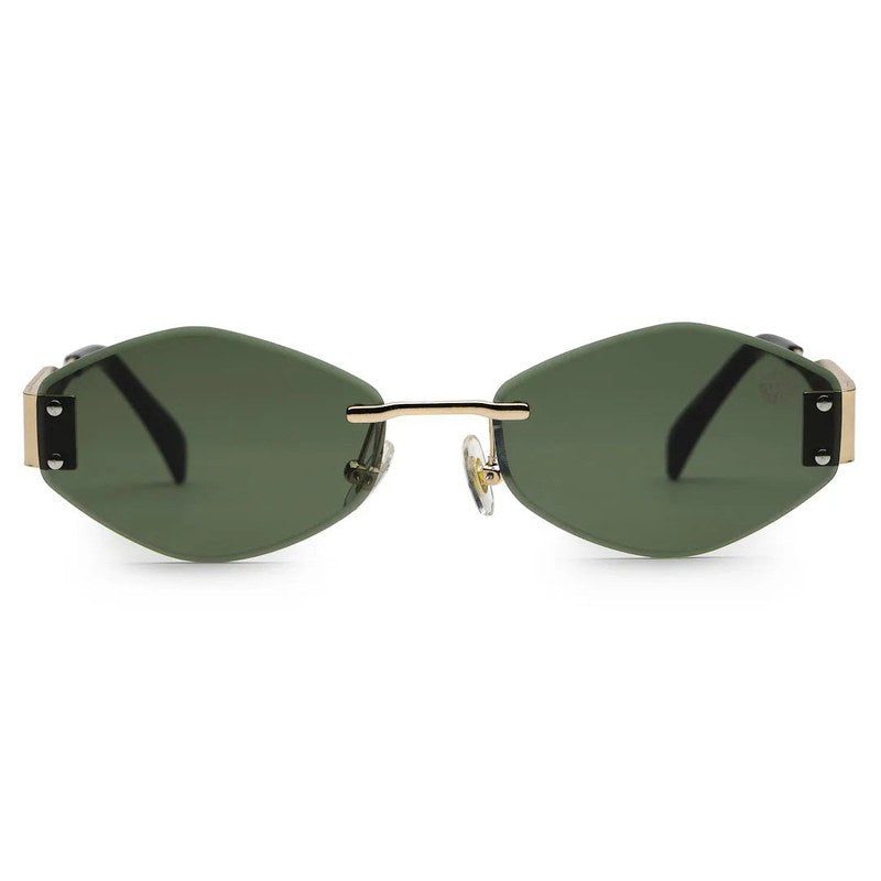 SEVA | Golden Green Medium Rim Less Diamond with Lock Side Hinges Sunglasses for Men & Women [UV-protected]