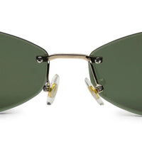 SEVA Golden Green Medium Rim Less Diamond with Lock Side Hinges Sunglasses for Men & Women — Hashtag Eyewears