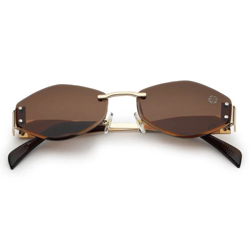 SEVA | Golden Medium Rim Less Diamond with Lock Side Hinges Sunglasses for Men & Women [UV-protected]