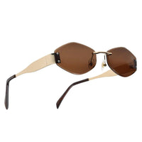 SEVA Golden Medium Rim Less Diamond with Lock Side Hinges Sunglasses for Men & Women — Hashtag Eyewears