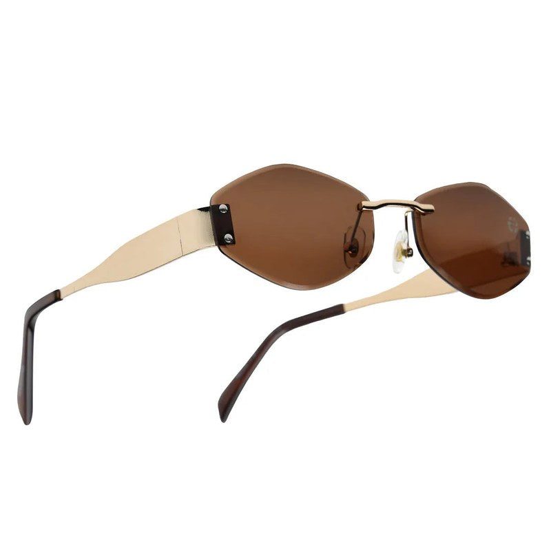 SEVA | Golden Medium Rim Less Diamond with Lock Side Hinges Sunglasses for Men & Women [UV-protected]