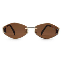 SEVA Golden Medium Rim Less Diamond with Lock Side Hinges Sunglasses for Men & Women — Hashtag Eyewears
