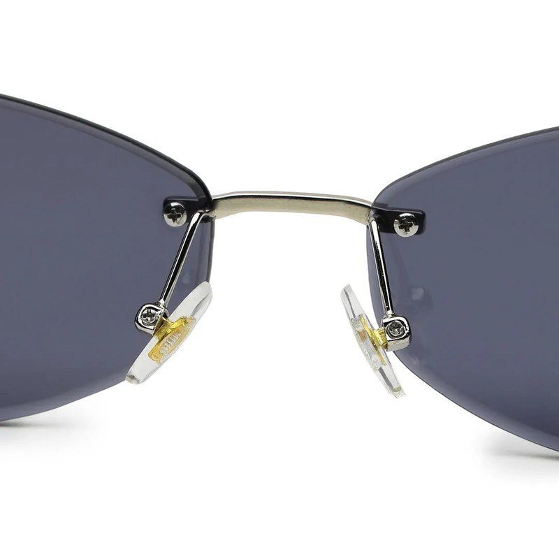 SEVA Silver Medium Rim Less Diamond with Lock Side Hinges Sunglasses for Men & Women — Hashtag Eyewears