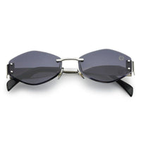 SEVA Silver Medium Rim Less Diamond with Lock Side Hinges Sunglasses for Men & Women — Hashtag Eyewears