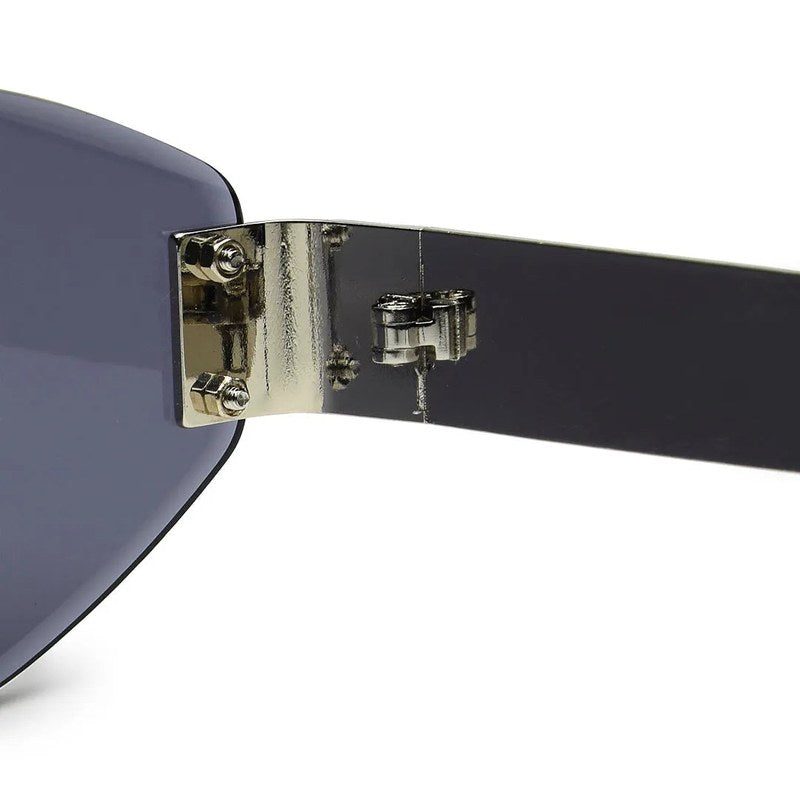 SEVA | Silver Medium Rim Less Diamond with Lock Side Hinges Sunglasses for Men & Women [UV-protected]