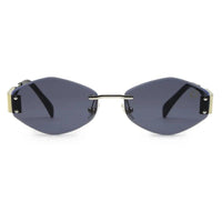 SEVA Silver Medium Rim Less Diamond with Lock Side Hinges Sunglasses for Men & Women — Hashtag Eyewears