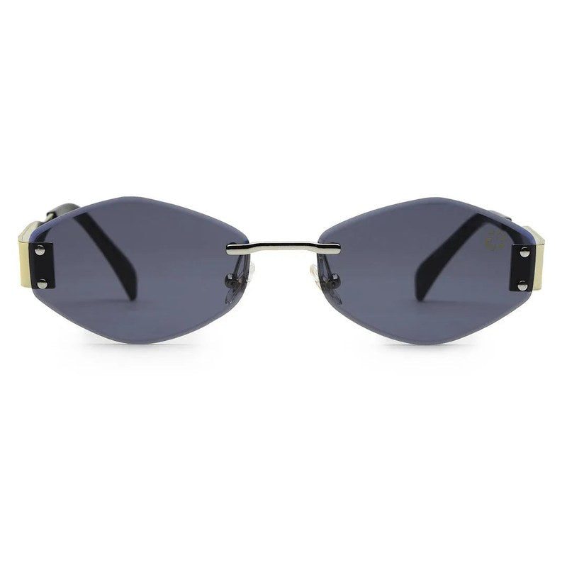 SEVA | Silver Medium Rim Less Diamond with Lock Side Hinges Sunglasses for Men & Women [UV-protected]