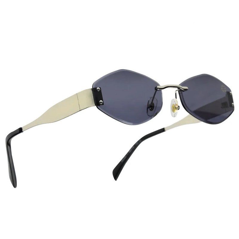 SEVA | Silver Medium Rim Less Diamond with Lock Side Hinges Sunglasses for Men & Women [UV-protected]