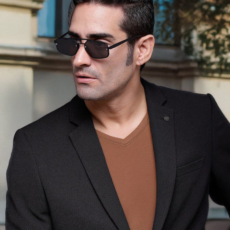 Shadron Black Medium Full Rim Rectangle Sunglasses for Men — Hashtag Eyewears