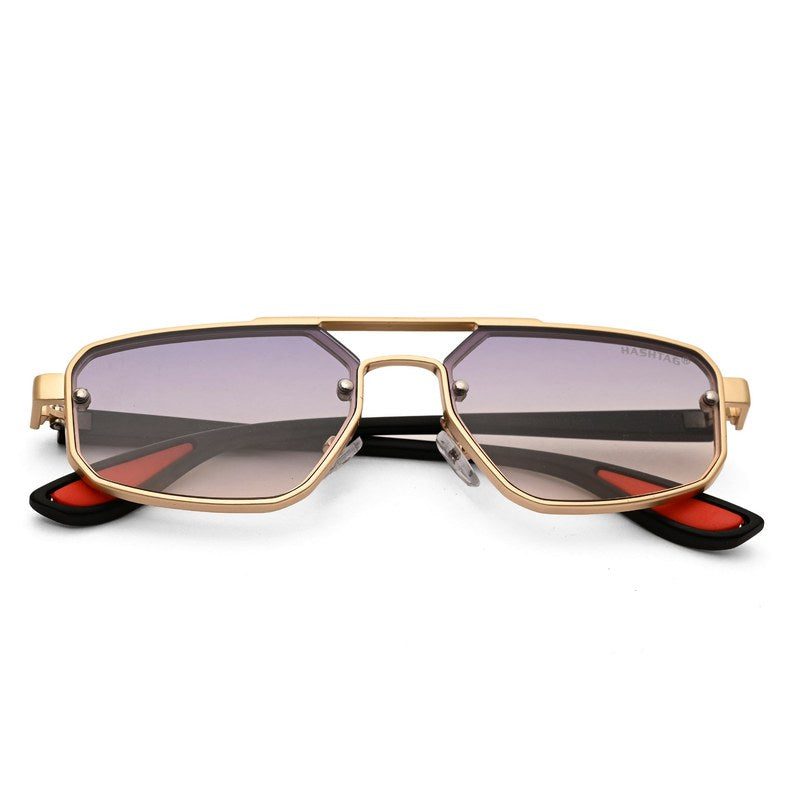 Shadron | Golden Medium Full Rim RECTANGLE Sunglasses for Men [UV-protected]