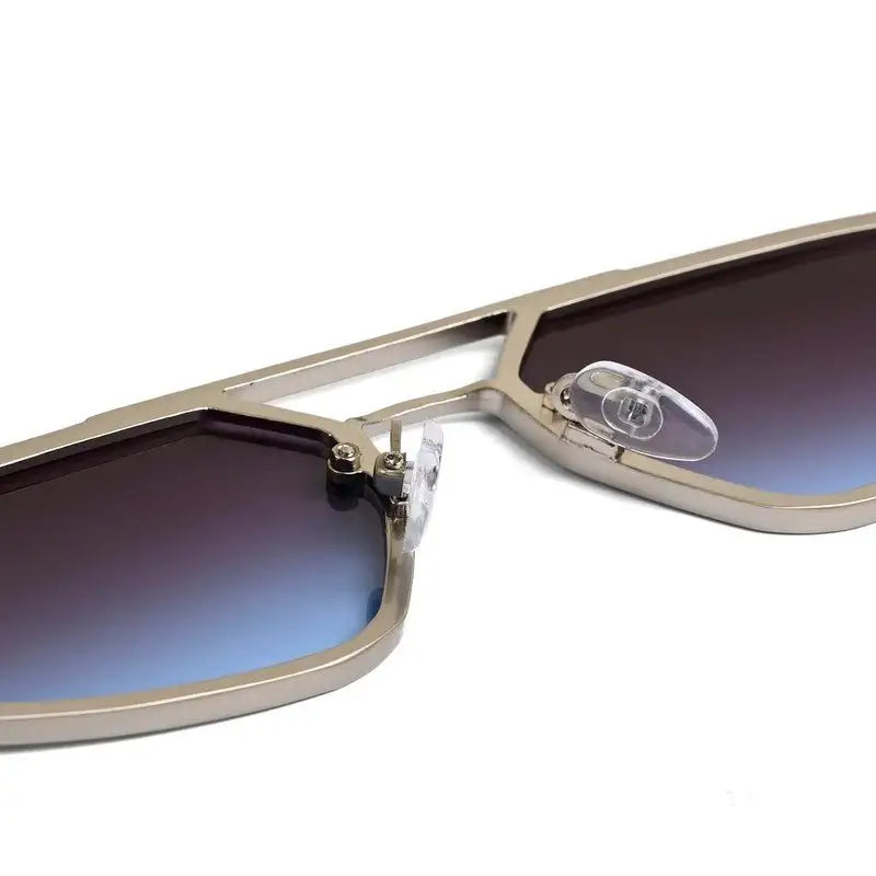 Shadron | Gradient Grey & Blue Medium Full Rim RECTANGLE Sunglasses for Men [UV-protected]