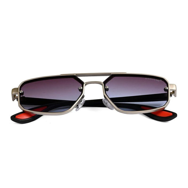 Shadron Gradient Grey & Blue Medium Full Rim RECTANGLE Sunglasses for Men — Hashtag Eyewears