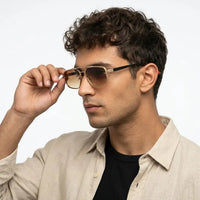 Shadron | Gredient Brown Medium Full Rim Rectangle Sunglasses for Men [UV-protected]