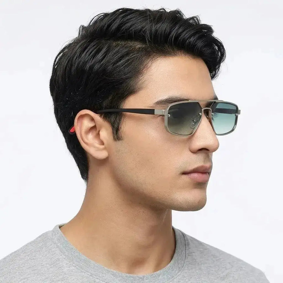 Shadron | Green Medium Full Rim Rectangle Sunglasses for Men [UV-protected]