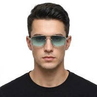 Shadron | Green Medium Full Rim Rectangle Sunglasses for Men [UV-protected]