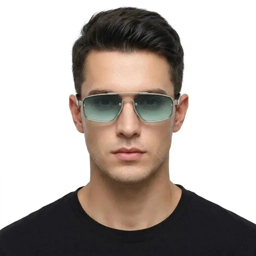 Shadron | Green Medium Full Rim Rectangle Sunglasses for Men [UV-protected]