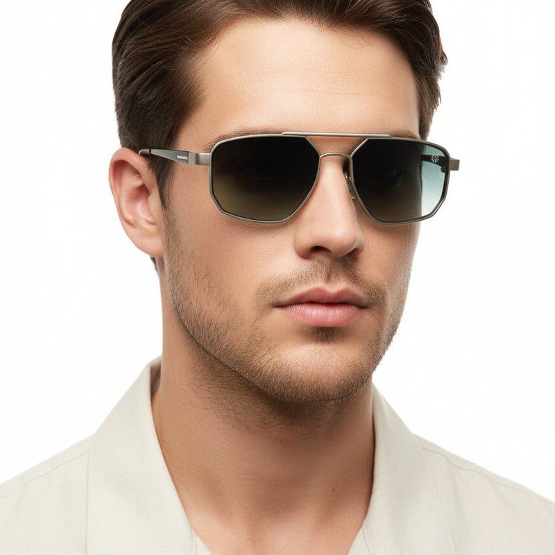 Shadron Green Medium Full Rim Rectangle Sunglasses for Men — Hashtag Eyewears