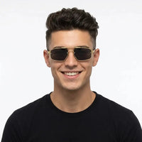 Shadron | Silver Medium Full Rim RECTANGLE Sunglasses for Men [UV-protected]